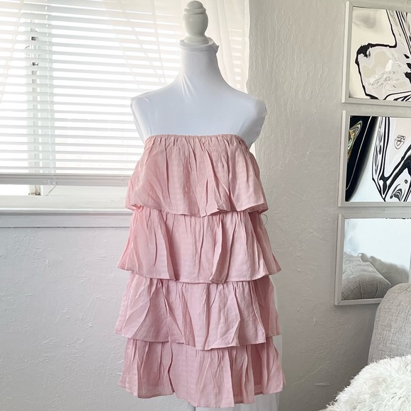 HYFVE NWT Pink Ruffle Tube Dress - Picture 4 of 6